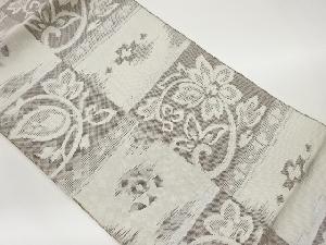 市松に草花模様織出し名古屋帯